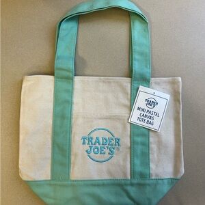 Brand new Trader Joe’s Pastel Green Canvas Mini Tote Bag